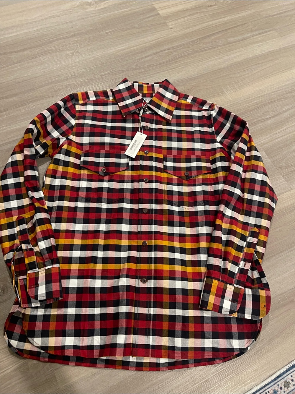 NWT JcRT Men's Red & Black Plaid Button-Up Shirt size m